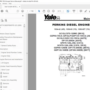 Yale Forklift A878 (GDP60-70CA Europe) Service Manual - PDF DOWNLOAD