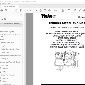 Yale Forklift A964 (GP30MX) Service Manual - PDF DOWNLOAD