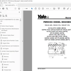 Yale Forklift A879 (GC_GDCGLC135-155CA) Service Manual - PDF DOWNLOAD