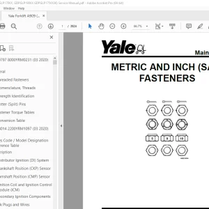 Yale Forklift A909 (GDPGLP170VX, GDPGLP190VX GDPGLP175VX36) Service Manual PDF