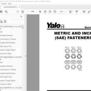 Yale Forklift A910 (GLC20VX, GLC25VX, GLC30VX, GLC35VX) Service Manual PDF