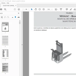 Yale Forklift A959 (MS16AC) Brasil MANUAL DE OPERAÇÃO PDF