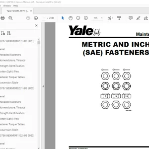 Yale Forklift A974 (GLP050LX, GDP50LX) Service Manual - PDF DOWNLOAD