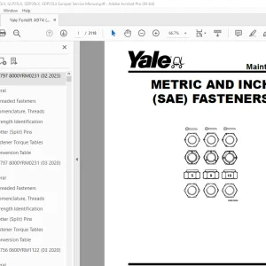 Yale Forklift A974 (GLP20LX, GLP25LX, GDP20LX, GDP25LX Europe) Service Manual PDF