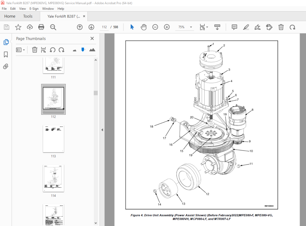 Yale Forklift B287 (MPE060VG, MPE080VG) Service Manual - PDF DOWNLOAD ...