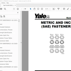 Yale Forklift B292 (MPE060VG, MPE080VG) Service Manual PDF