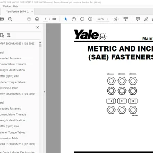 Yale Forklift B674 (GDP160EF9, GDP160EF12, GDP180EF7.5, GDP180EF9 Europe) Service Manual PDF
