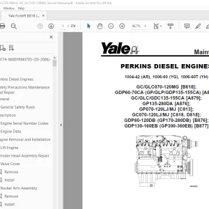 Yale Forklift B818 (GC_GLC070-080LG; GD_GLC100-120MG) Service Manual PDF