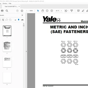 Yale Forklift B875 (GLP20-35VX, GDP20-35VX Europe) Service Manual PDF