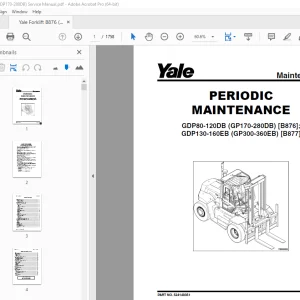 Yale Forklift B876 (GDP170-280DB) Service Manual - PDF DOWNLOAD