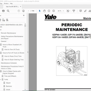 Yale Forklift B876 (GDP80-120DB Europe) Service Manual - PDF DOWNLOAD