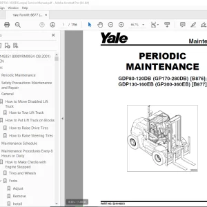 Yale Forklift B877 (GDP130-160EB Europe) Service Manual PDF