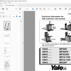 Yale Forklift B892 (MP20XD) Service Manual - PDF DOWNLOAD