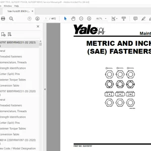 Yale Forklift B909 (GLPGDP170VX, GLPGDP175VX36, GLPGDP190VX) Service Manual PDF