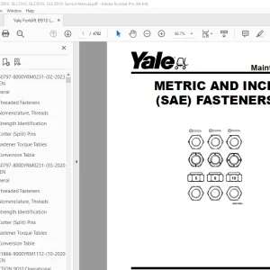 Yale Forklift B910 (GLC20VX, GLC25VX, GLC30VX, GLC35VX) Service Manual PDF