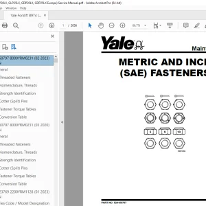 Yale Forklift B974 (GLP20LX, GLP25LX, GDP20LX, GDP25LX Europe) Service Manual PDF