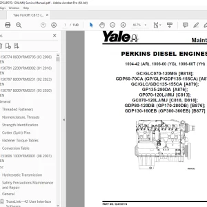 Yale Forklift C813 (GPGLP070-120LJMJ) Service Manual - PDF DOWNLOAD