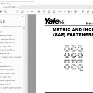 Yale Forklift C820 (MSW030-040E) Service Manual - PDF DOWNLOAD