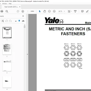 Yale Forklift C875 (GP40-70VX, GLP40-70VX, GDP40-70VX) Service Manual PDF