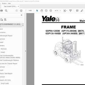 Yale Forklift C876 (GDP8090100120DB Europe) Service Manual PDF