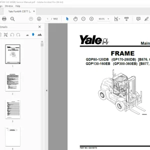 Yale Forklift C877 (GDP300 330 360EB) Service Manual - PDF DOWNLOAD