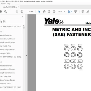 Yale Forklift C878 (GDP135-155VX, GLP135-155VX, GP135-155VX) Service Manual PDF