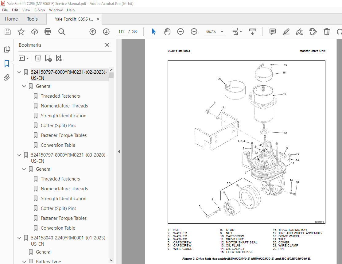 Yale Forklift C896 (MPE060-F) Service Manual - PDF DOWNLOAD ...