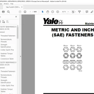 Yale Forklift (C909) GDPGLP (80VX, 80VX9, 90VX, GP80VX-6 Europe) Service Manual PDF