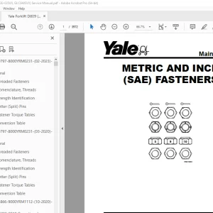 Yale Forklift D809 (GLC030-035VX, GLC040SVX) Service Manual PDF