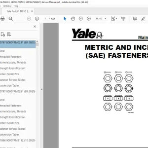 Yale Forklift D810 (GDPGLP030VX, GDPGLP035VX, GDPGLPS040VX) Service Manual PDF