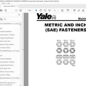 Yale Forklift (D875) GLPGDP (20VX, 25VXP, 30VX, 35VX Europe) Service Manual PDF