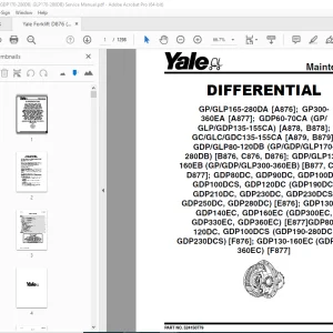 Yale Forklift D876 (GDP170-280DB, GLP170-280DB) Service Manual PDF
