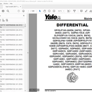 Yale Forklift D877 (GDPGLP300EB, GDPGLP330EB, GDGLPP360EB) Service Manual PDF