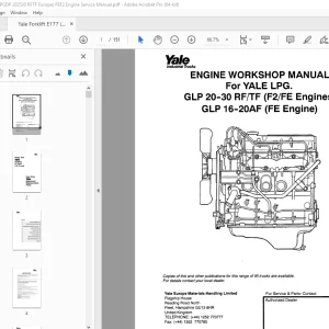 Yale Forklift E177 (GLPGDP 202530 RFTF Europe) FEF2 Engine Service Manual PDF