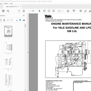 Yale Forklift E177 (GLPGDP 202530 RFTF Europe) GM 3.0L Engine Service Manual PDF
