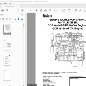 Yale Forklift E177 (GLPGDP 202530 RFTF Europe) HAXA Engine Service Manual PDF