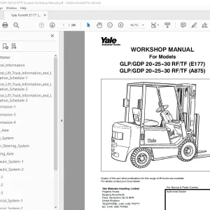 Yale Forklift E177 (GLPGDP 202530 RFTF Europe) Workshop Manual PDF
