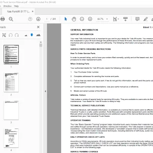 Yale Forklift E177 (GP ZG) Truck Service Manual - PDF DOWNLOAD