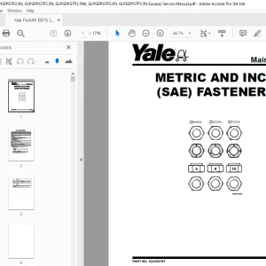 Yale Forklift (E875) GLPGDPGTP 2.0N, 2.5N, 2.5N6, 3.0N, 3.5N Europe) Service Manual PDF