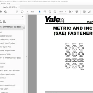 Yale Forklift E875 GLPGDPGTP( 40N, 50N, 60N, 70N) Service Manual PDF