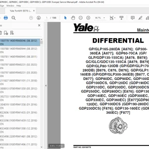 Yale Forklift E876 (GDP80DC, GDP90DC, GDP100DC, GDP100DCS, GDP120DC Europe) Service Manual PDF