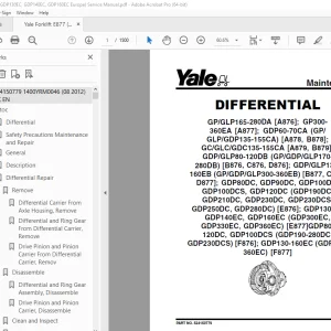 Yale Forklift E877 (GDP130EC, GDP140EC, GDP160EC Europe) Service Manual PDF