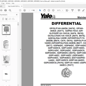 Yale Forklift (F876) GDP (190DC, 210DC, 230DC, 230DCS, 250DC, 280DC) Service Manual PDF