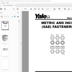 Yale Forklift G813 (GLPGDP40VX5, 40VX6,45VX6, GLPGDP45SVX5, 50VX, 55VX Europe) Service Manual