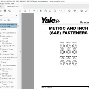 Yale Forklift (G876) GDP(80DC, 90DC, 100DC, 100DCS,120DC Europe) Service Manual PDF