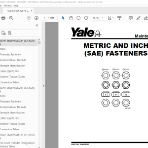 Yale Forklift G876 (GDP80DC, GDP90DC, GDP100DC, GDP100DCS, GDP120DC Europe) Service Manual PDF