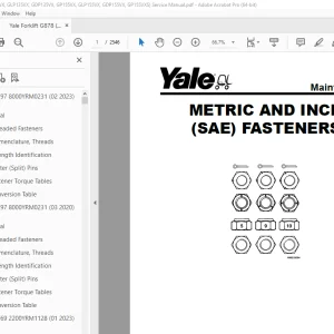 Yale G878 (GP135VX, GLP135VX, GDP135VX, GP155VX, GLP155VX, GDP155VX, GP155VXS) Service Manual PDF