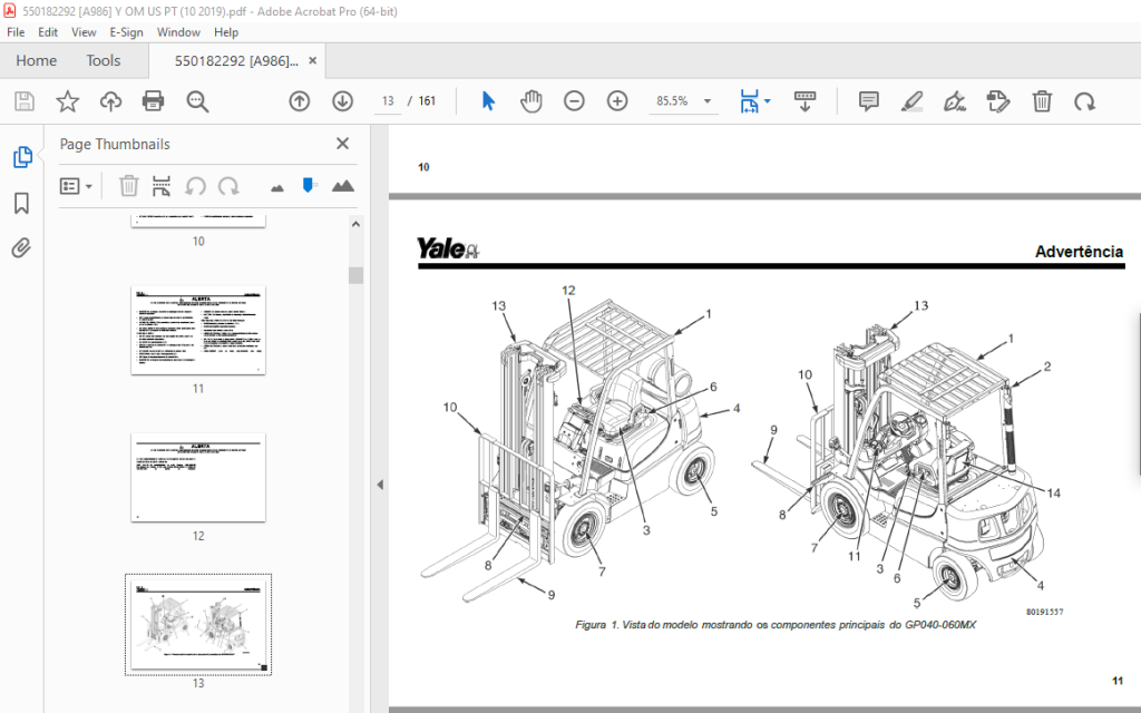 Yale Forklift GP040-060MX (A986) MANUAL DE OPERAÇÃO PDF - HeyDownloads ...