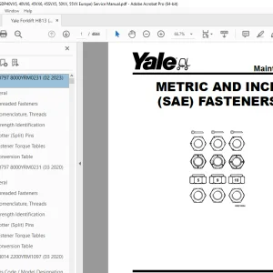 Yale Forklift H813 (GLPGDP40VX5, 40VX6, 45VX6, 45SVX5, 50VX, 55VX Europe) Service Manual PDF