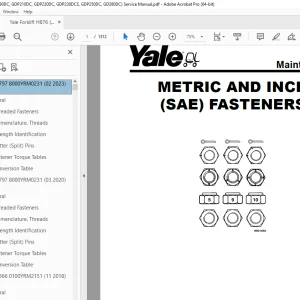 Yale H876 (GDP190DC, GDP210DC, GDP230DC, GDP230DCS, GDP250DC, GD280DC) Service Manual PDF
